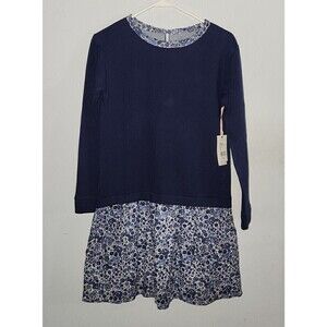 Vineyard Vines Girls Navy Pullover Sweater Dress Size XL 16 Floral NWT $70